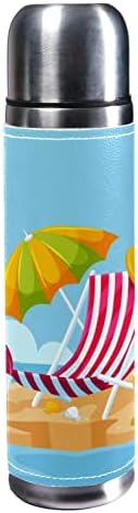 sdfsdfsd 17 oz a vácuo a vácuo aço inoxidável garrafa de água esportes de café gesto de caneca de caneca de couro genuíno embrulhado bpa grátis, olá, férias de espreguiçadeira de praia de verão.