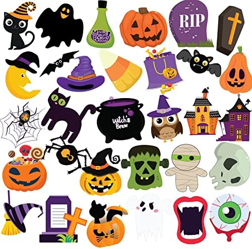 124 PCs coloridos de Halloween cortes de halloween sala de aula decorações