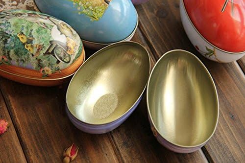 Janius Conjunto de 8 peças Painted Eggshell Style Tin Box para Páscoa
