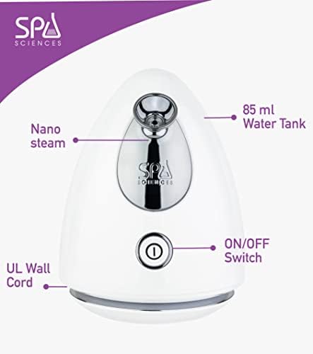 Spa Sciences - Cirra Facial Steamer - Função de aromaterapia - Para desintoxicação e circulação de poros - inclui cesta de óleo
