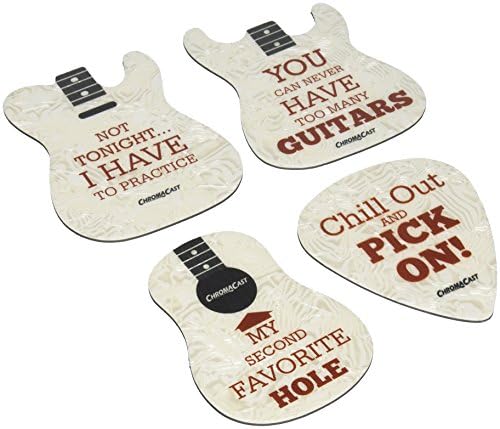 Chromacast cc-coast-as-4pk-kit-2 variou guitarra e montanhas-russas de bebidas em forma de pick, 4-pacote