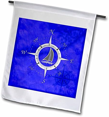 3Drose Cool Náutico Compass Rose Design em um mapa azul das teclas da Flórida. - Bandeiras