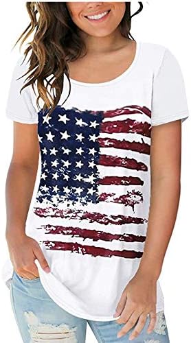 4 de julho camisetas camisetas para mulheres manga curta o pescoço camiseta americana start stars listras tampe-dye tunic tops