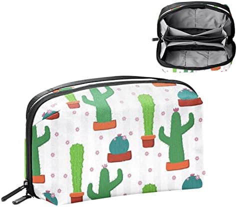 Sacos de cosméticos, vasos de planta de cacto verde Little Floral Travel Sacos de cosméticos, sacos de maquiagem portáteis multifuncionais,