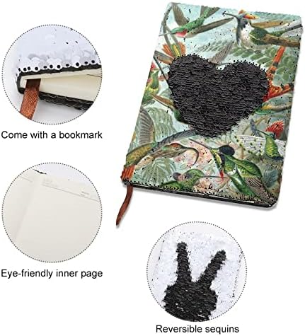 Hummingbird Pattern Funny Lantebook Reverso Reverse Livro do diário de lantejoulas para materiais de escritório de viagens
