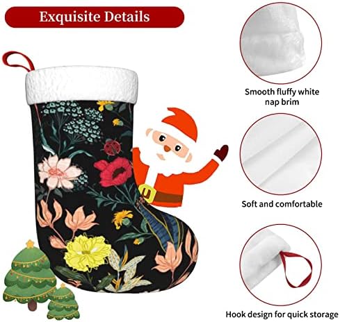 Yilequan 18 polegadas meias de Natal meias clássicas, colorido boho floral, para decorações de festas de natal de férias em família