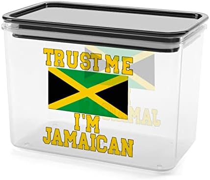 Confie em mim, eu sou recipiente de armazenamento jamaicano caixa de plástico transparente com tampas de lixeiras reutilizáveis