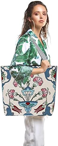 Bolsa de bolsas de lona casual para feminino para mulheres bolsas de praia bolsa de compras de grande capacidade Bolsa de compras floral bolsas de moda bordadas, sacolas de ombro de viagem com zíper boho diário bolsa diária