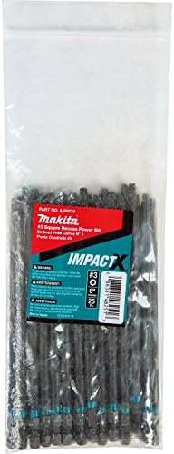 Makita A-99194 Impactx #1 Recesso quadrado de 6 ″ Power Bit, 25 pacote, massa