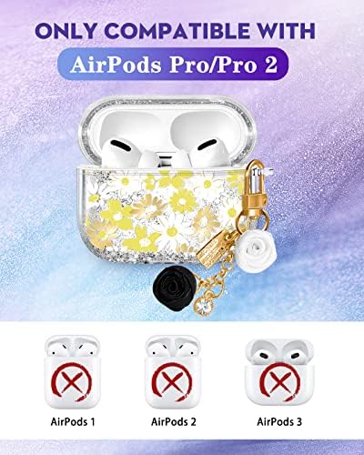 Kokaaee para AirPod Pro & Pro 2 Caso Caso Finanda fofa Kawaii Mulheres estéticas Protetor Girlas Glitter Glitter Glitter Bling