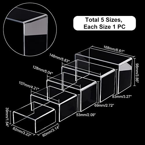 Ph pandahall 5 pcs riser acrílico de acrílico, riser retangular stand clear stand acrílico colecionáveis ​​stands shelf