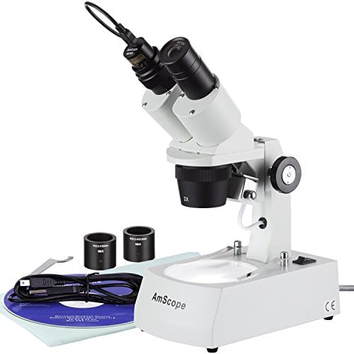 AMSCOPE SE306R-AZ-E O Microscópio estéreo binocular para frente, WF10X e WF20X, ampliação de 20x/40x/80x, objetivos de
