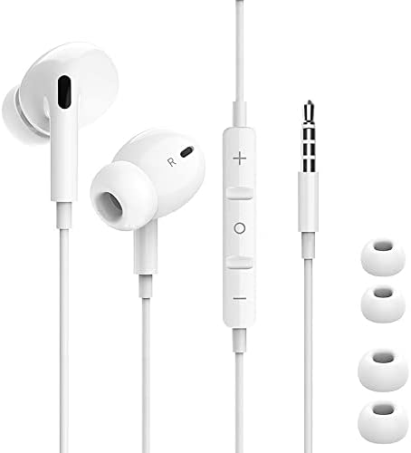 Awker 531 fones de ouvido com microfones, fones de ouvido com tear, estéreo hiFi, baixo poderoso e áudio cristalino, compatível com iPhone, iPad, Android, o computador mais com jack de 3,5 mm