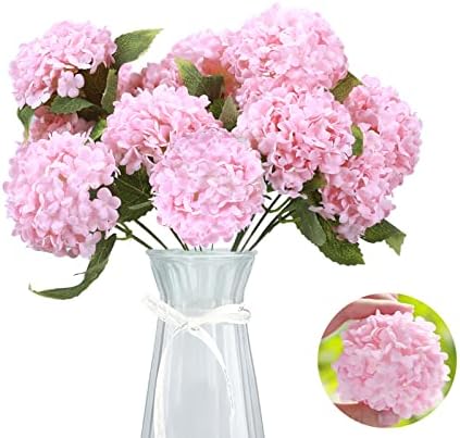 Greentime Tiny Artificial 7 Heads Hydrangea Bouquet FAUX 13 polegadas Mini Hidrênsias de seda Flores de Summer Floral