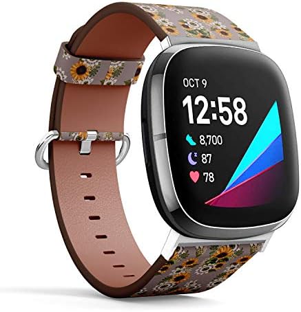 Smoddix Substacement Band compatível com Fitbit Sense/Fitbit Versa 3, pulseira de pulseira de couro