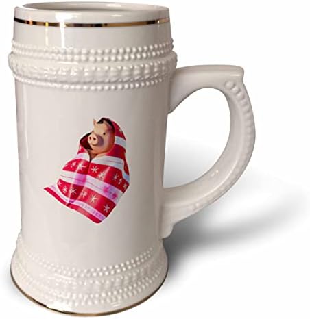 Porcos 3drose em cobertores Um porco divertido embrulhado em um arremesso - 22oz de caneca