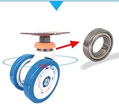 Godas de gola Zyledw, 4pcsers/mamona, giratória destacável de 3 polegadas/freios, rodas silenciosas sólidas, com placa de montagem, carga de roda única 80 kg/azul/c