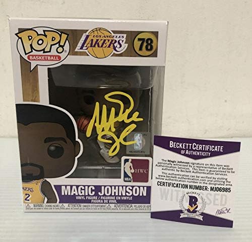 Magic Johnson assinou autografado Los Angeles Lakers Funko Pop NBA Beckett CoA 9 - Figuras autografadas da NBA