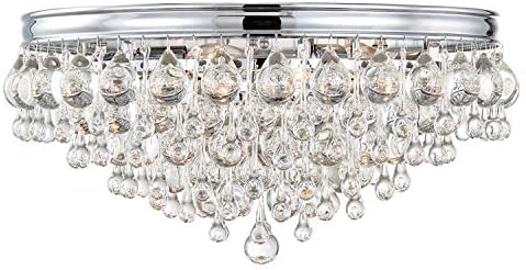 Calypso 6 Crystal Light Teardrop Chrome Teto Mount - Luz de teto para sala de estar, corredor, hall de entrada, equipamento de jantar