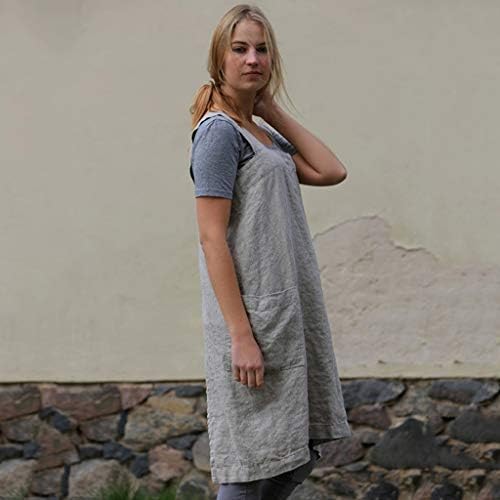 Listha Cotton Linen Garden Work Pinafore Dresswomen Pinafore Square Cross Apron