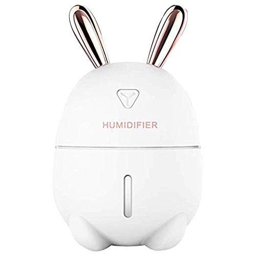 AnanBliss Mini Bunny Bunny Ultrassônico Umidificador Mini tamanho USB umidificador de coelho legal com modo de névoa ajustável, desligamento automático sem água e 7 luzes de LED de cores