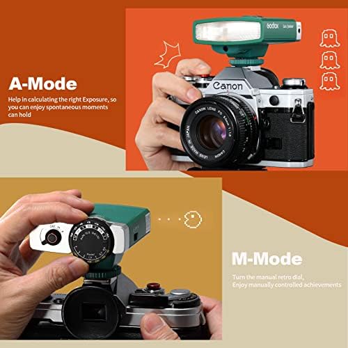 Godox lux junior camera retrô flash speedlite 6000k ± 200k gn12 modos automáticos e manuais 1/1-1/64 Flash compatível