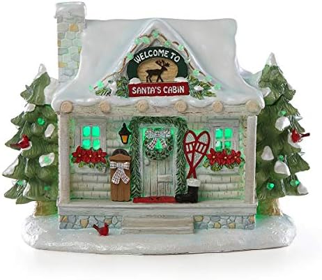 Lenox Bem -vindo à peça central de cabine de Natal iluminada do Santa com ADAPTADOR AD ADAPTADOR Difusor de controle remoto novo na caixa $ 180