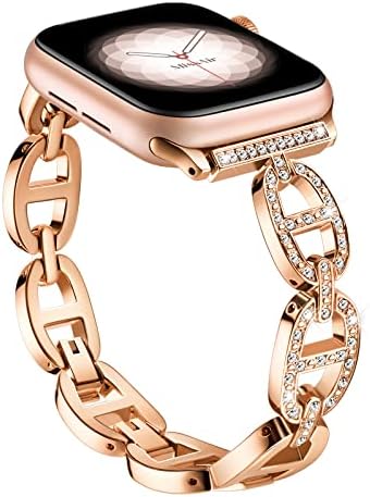 Missir Bling Band Compatível com Apple Watch Band 38mm 40mm 41mm 42mm 44mm 45mm Série 8/7/6/5/4/3/2/1/se, Jóias de diamante Bandas de cinta de metal redonda pulseira brilhante pulseira para iwatch