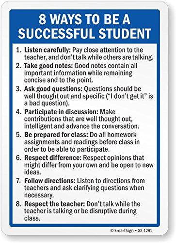SmartSign “8 maneiras de ser um aluno de sucesso” Sign das regras da sala de aula | 7 x 10 magnético