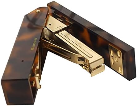Hongyifei2021 Gancada de serviço pesado de grampeador acrílico com material de estudante de metal dourado, adequado
