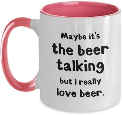 Engraçada de cerveja de cerveja, talvez seja a cerveja falando, mas eu realmente amo presente de cerveja para homens e mulheres dois tons, 11oz, rosa