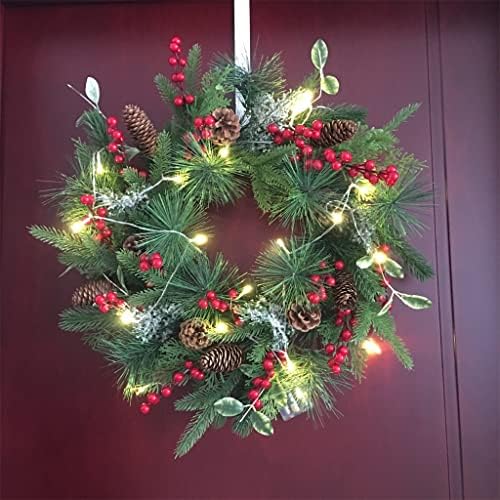 Douba Wreath Wreath Lighted Pine Cre Red Fruit American Door Decoração Decoração do festival