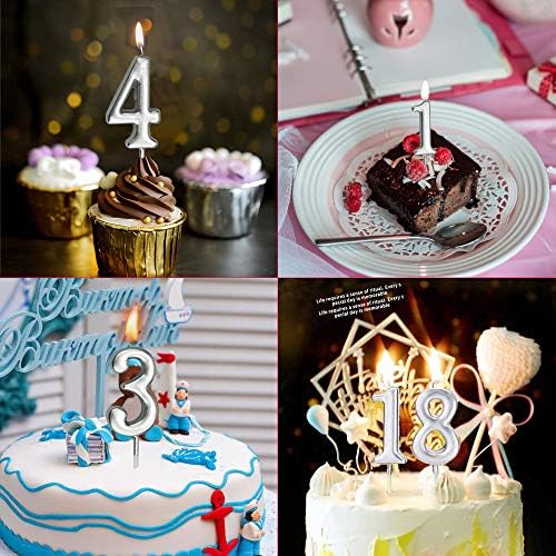Klyngtsk 10 PCs Bolo de aniversário Numeral Velles Bolo Glitter Bolo Topper Número de decoração 0-9 Velas de bolo para festa de aniversário de aniversário bebê