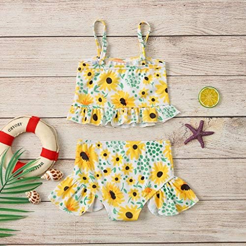 Conjunto de maiô infantil Kids Girls Girlower Prifd Ruffle tapas tops shorts maiô de banho de duas peças de roupas de banho