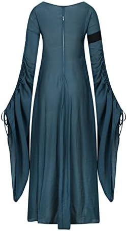 Mulheres vintage Casual Maxi Dress Halloween Square Colar Sleva Harajuku Vestidos Longos Vestido Gótico Medieval Sólido