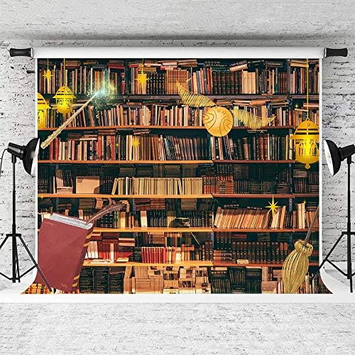 Cenário de estante de livros de magia emds, 7x5ft vinil book racks racks de fotografia vintage background for halloween