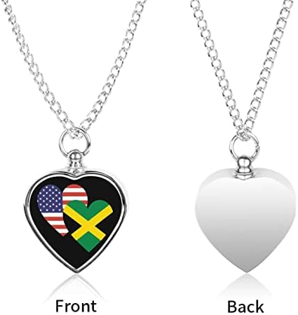 Jamaica American Heart Flag da urna de animais de estimação Colar personalizada portador de cinzas Coração de lembrança