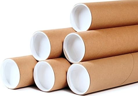 Tubos de correspondência de papelão Kraft premium - 4 x 36 - 4 Diâmetro de abertura 36 de comprimento - caso de 12 tubos de remessa com tampas brancas para arte, desenho, documento, armazenamento de pôsteres