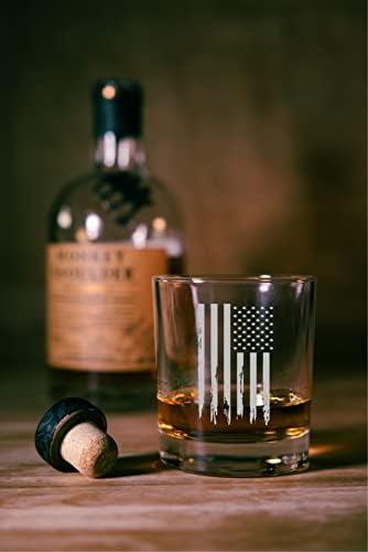 Principal St. Presentes Vertical American Flag Whisky Glasses - 11 onças de rochas de vidro - quatro designs diferentes