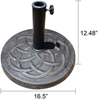 Belle Pátio 16.5 polegadas Round Patio Umbrella Base Stand, feita de resina resistente à ferrugem, inclui mecanisim de bloqueio de poste, acabamento revestido a pó de bronze