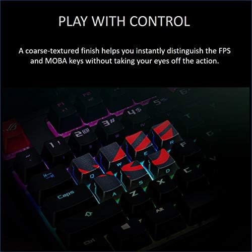 Conjunto de keycap de jogos ASUS ROG - Design de iluminação lateral texturizada para jogos FPS e MOBA | TELHA PRECISO COM FORTURAÇÃO