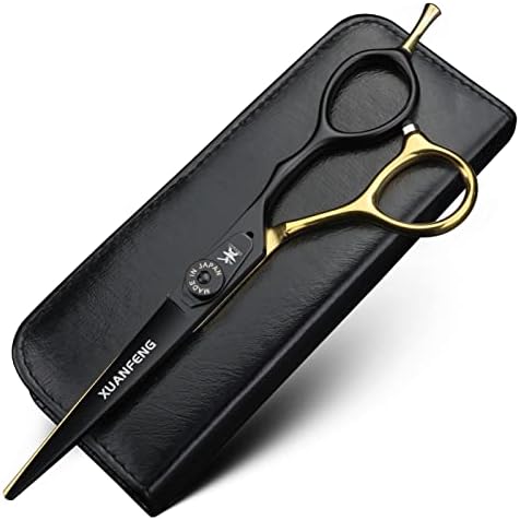 Xuanfeng 6 polegadas Gold Profissional Hair Scissors 9Cr18 Corte de aço e tesoura de desbaste são adequados para cabeleireiros de salão,