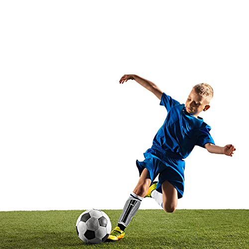 Luwint Kids Soccer Shin Guards com proteção do tornozelo, confortável equipamento de futebol de engrenagem de proteção de bezerro