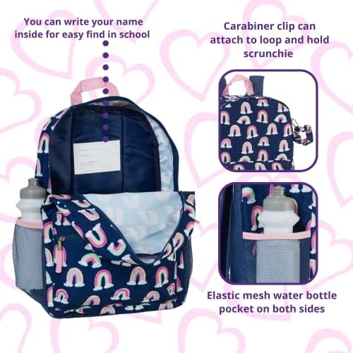 Clube Libby Lu Rainbow Backpack Conjunto para meninas, 16 polegadas, 6 peças - inclui lancheira dobrável, garrafa de água,