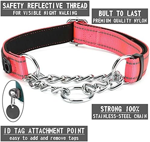 Deyace Martingale Collar, anel de identificação de identificação confortável de nylon reflexivo macio acolchoado colar de