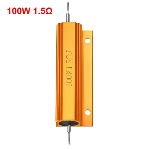 UXCELL 2PCS Resistor de caixa de alumínio 100W 1,5 ohm Wirewound Amarelo para conversor de substituição de LED 100W 1,5RJ