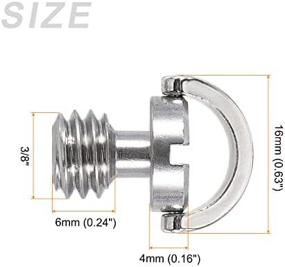 Metallixity d eixo D -ring 1pcs, aço inoxidável 3/8 Adaptador de parafuso de rosca de rosca macho - Para tripés domésticos Monopod Ball Head, Silver