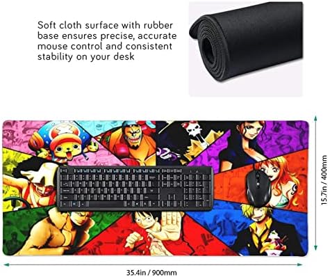 Anime grandes almofadas de mouse impermeabilizadas e não deslizantes de teclado de teclado completo para jogos para jogos de escritório 35,5 x 16 em