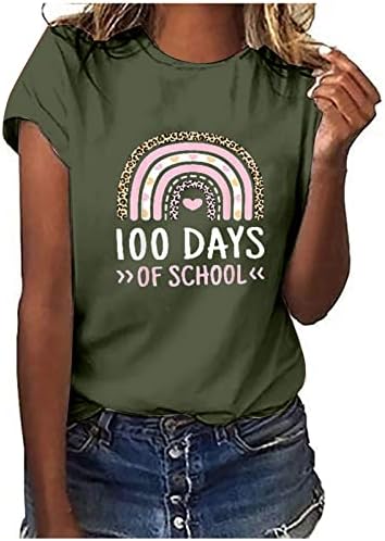 Feliz 100 dias Rainbow Professores 100º dia de escola meninos meninas camisetas 2023 Túnicas de manga curta de verão