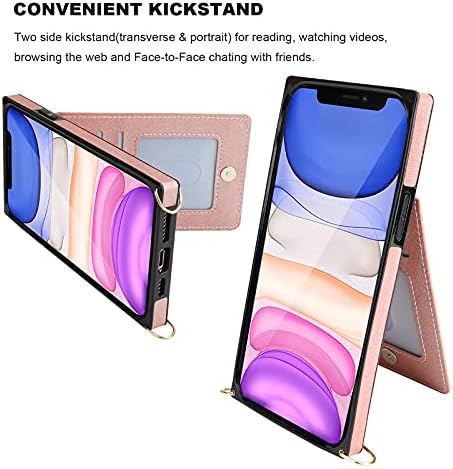 Kihuwey iPhone 11 Pro Max Crossbody Cartlet Case com slots de 5 cartas, pulseira protetora protetora de ombro de ombro